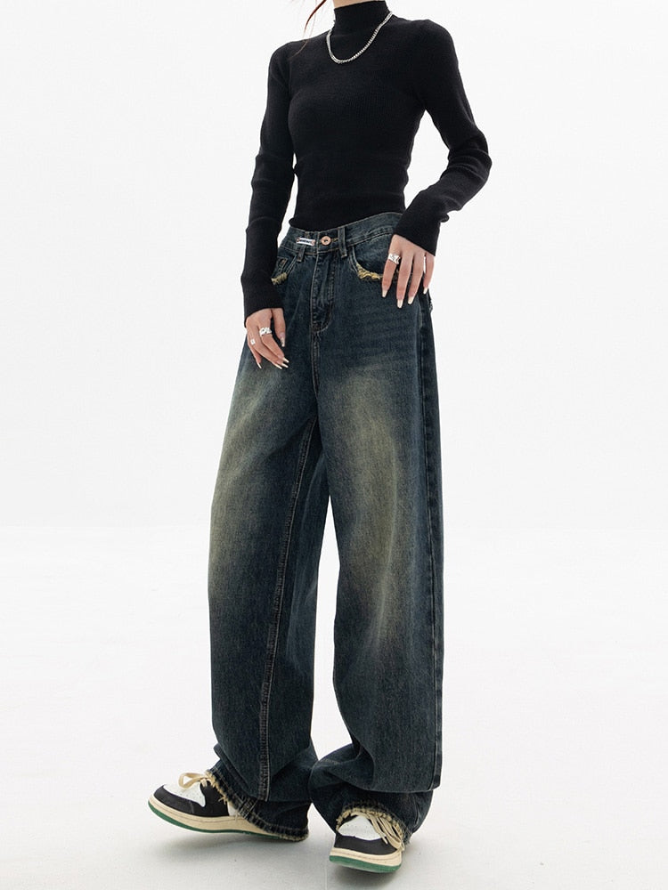 Y2K Jeans - damen vintage Straßenkleidung koreanische baggy-jeans