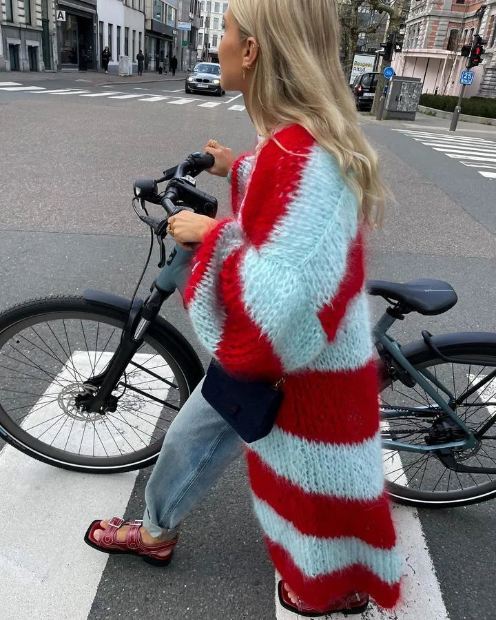 Beryl - Kräftig gestreifte Damenstrickjacke