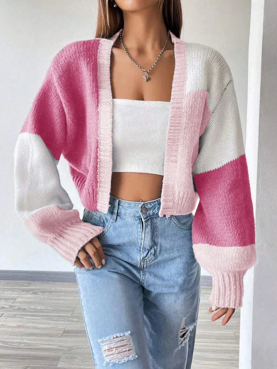 Annah - Offene Weste mit Color Block Muster