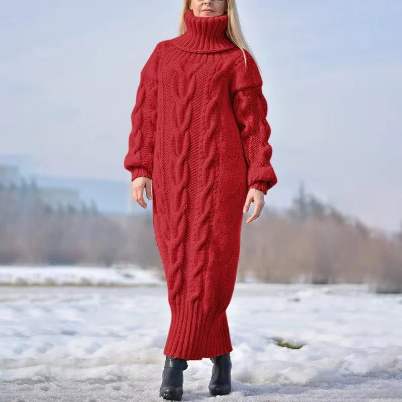 Lässiges Strickkleid mit Rollkragen für Winter