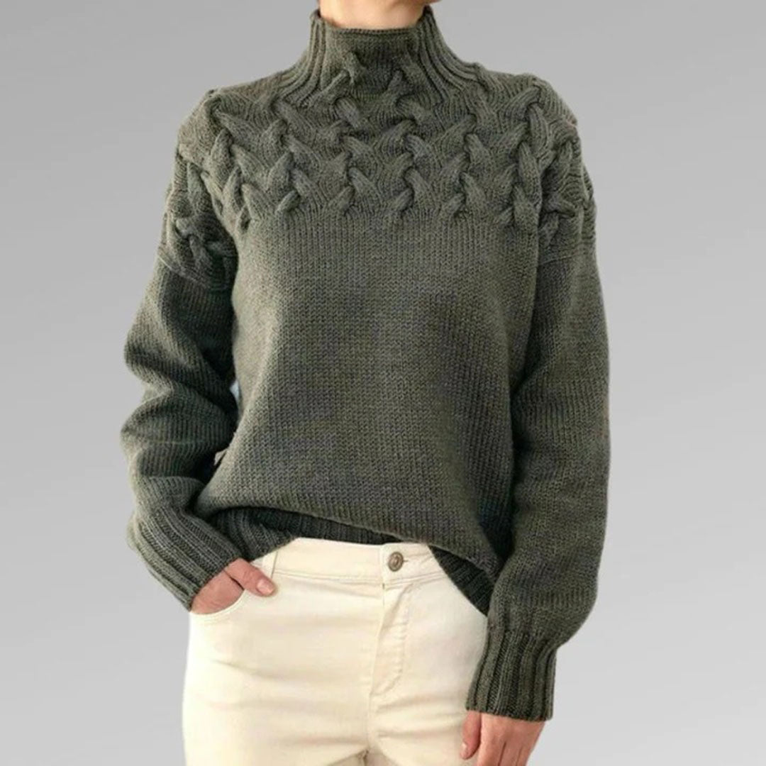 Lozenda - Damen-Rollkragenpullover aus Strick, weiches Modell mit langer Passform