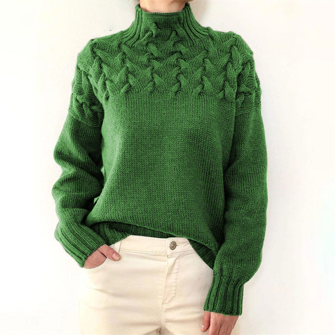 Lozenda - Damen-Rollkragenpullover aus Strick, weiches Modell mit langer Passform