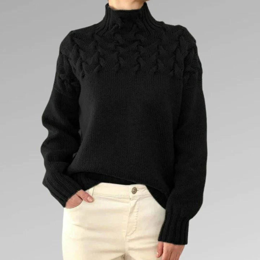 Lozenda - Damen-Rollkragenpullover aus Strick, weiches Modell mit langer Passform