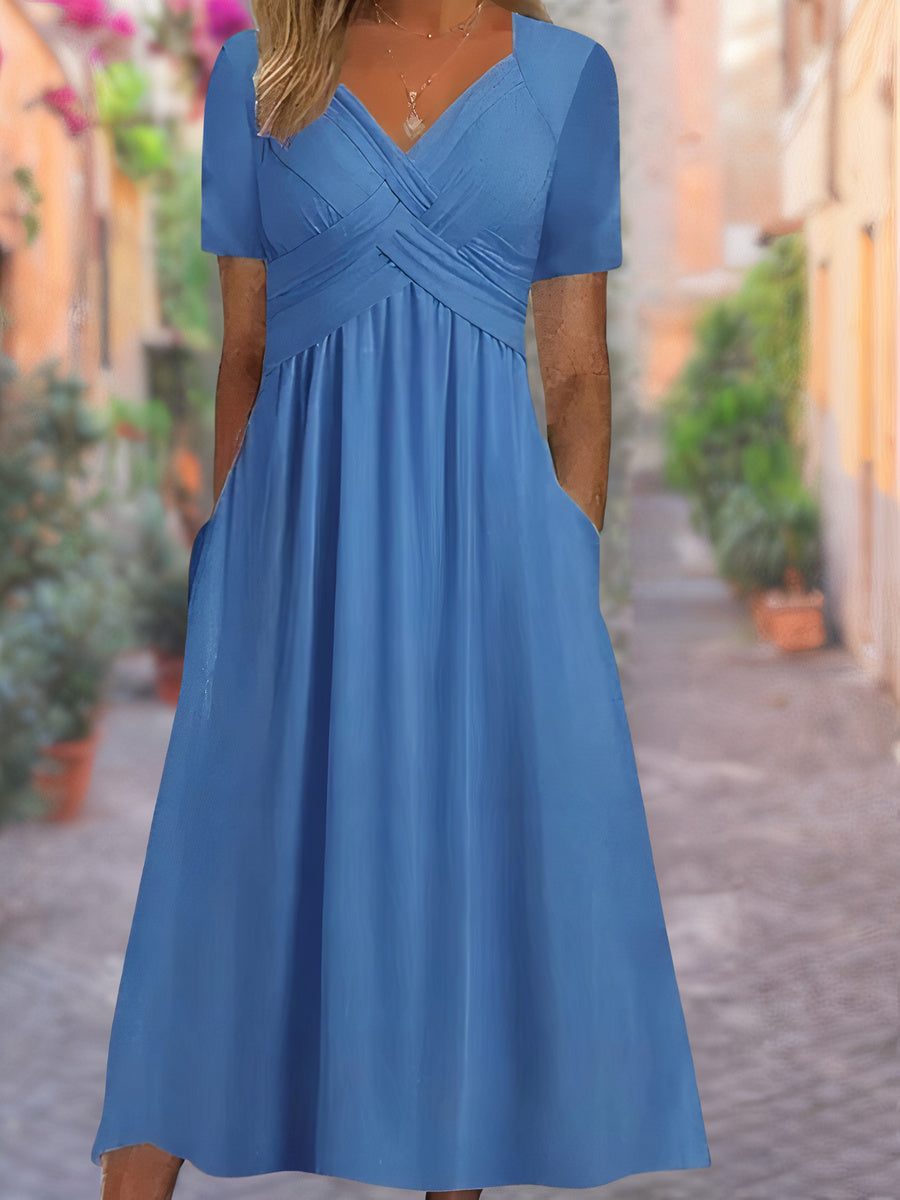 Selby - Trendiges Leichtes Sommerkleid mit V-Ausschnitt