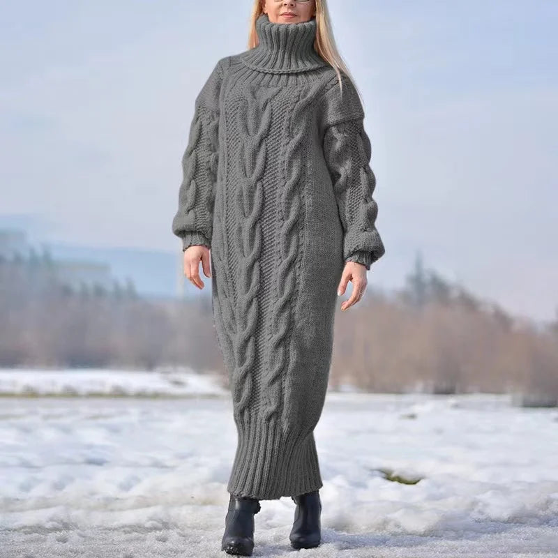 Lässiges Strickkleid mit Rollkragen für Winter