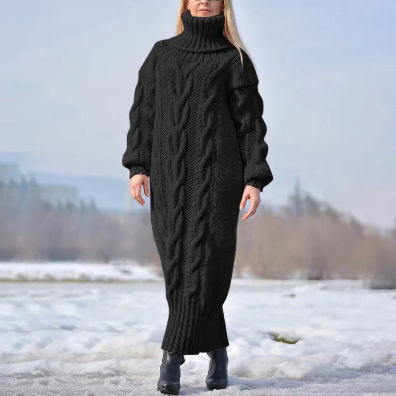 Lässiges Strickkleid mit Rollkragen für Winter