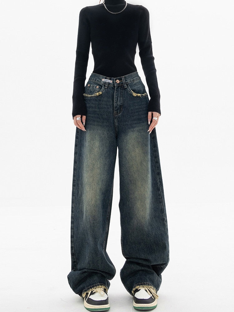 Y2K Jeans - damen vintage Straßenkleidung koreanische baggy-jeans