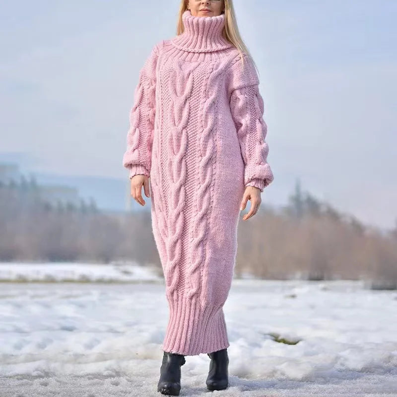 Lässiges Strickkleid mit Rollkragen für Winter