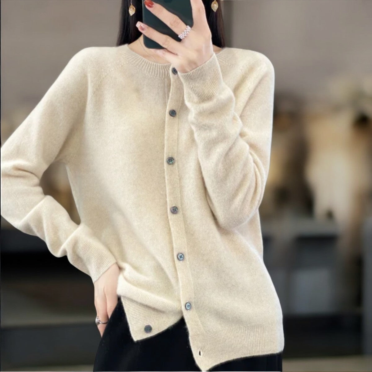Kuschelige Wollstrickjacke Damen