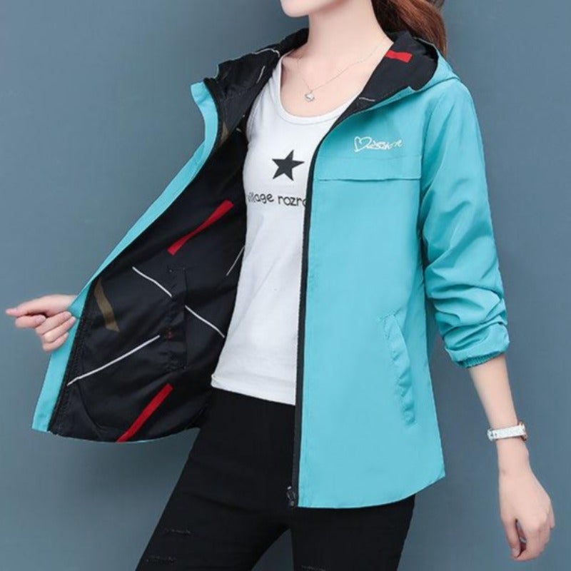 Übergangsjacke Damen | Regenjacke Damen | Wendbar & Kapuze gegen Wind