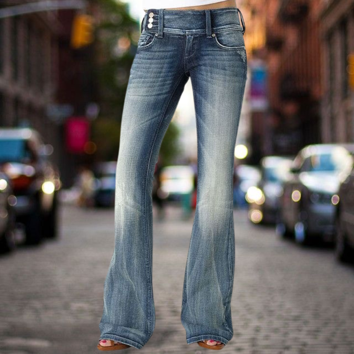 Eleganz Klassische Jeans mit mittlerer Taille und Flair