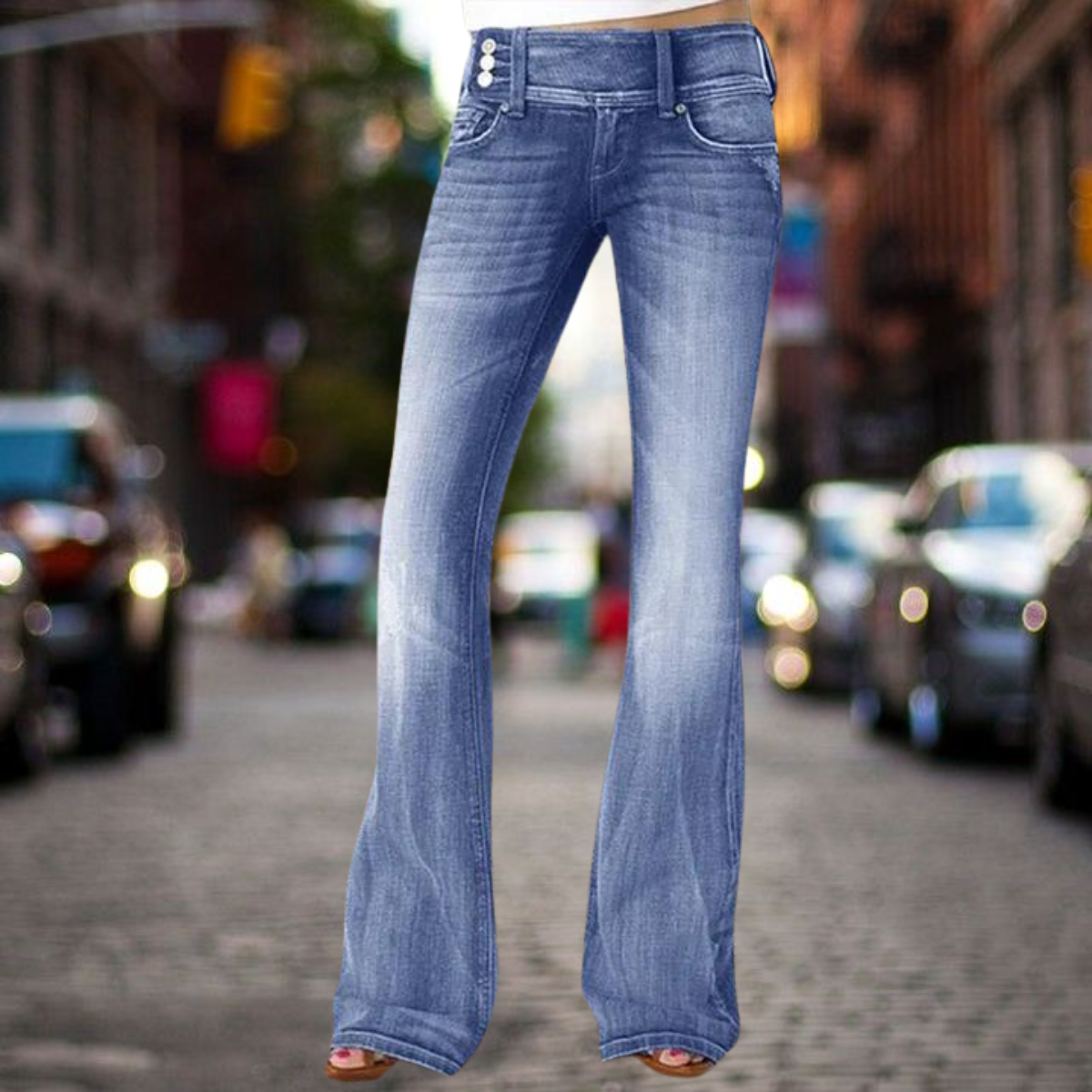 Eleganz Klassische Jeans mit mittlerer Taille und Flair