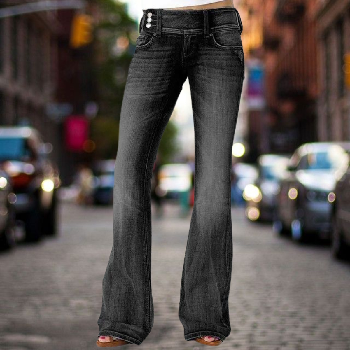 Eleganz Klassische Jeans mit mittlerer Taille und Flair