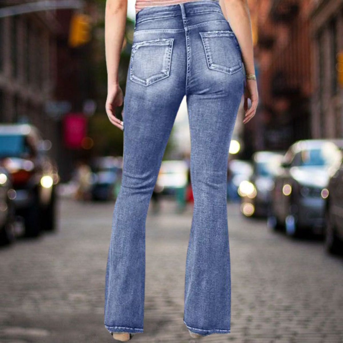 Eleganz Klassische Jeans mit mittlerer Taille und Flair