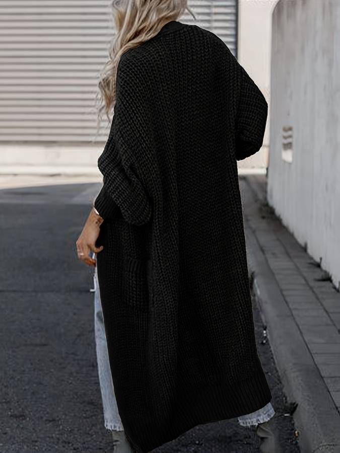 Langer Strickcardigan mit Taschen