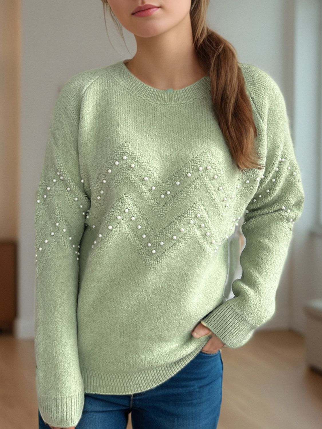 Sofía -  Pullover mit Perlenbesatz warm