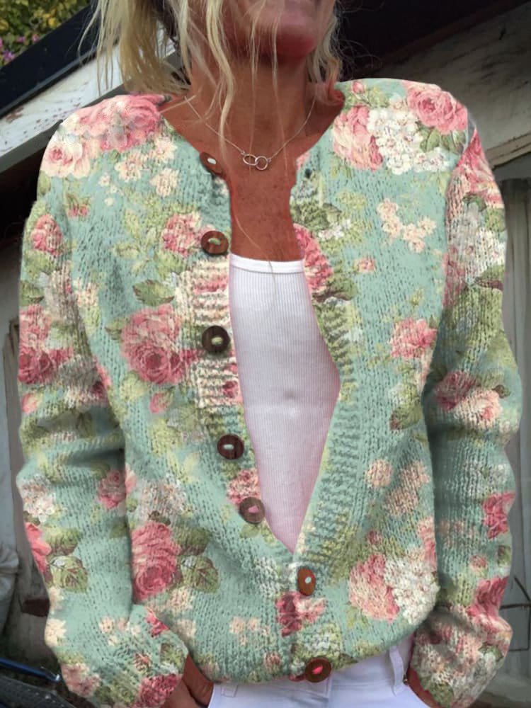 Indira - Strickjacke mit floralem Muster