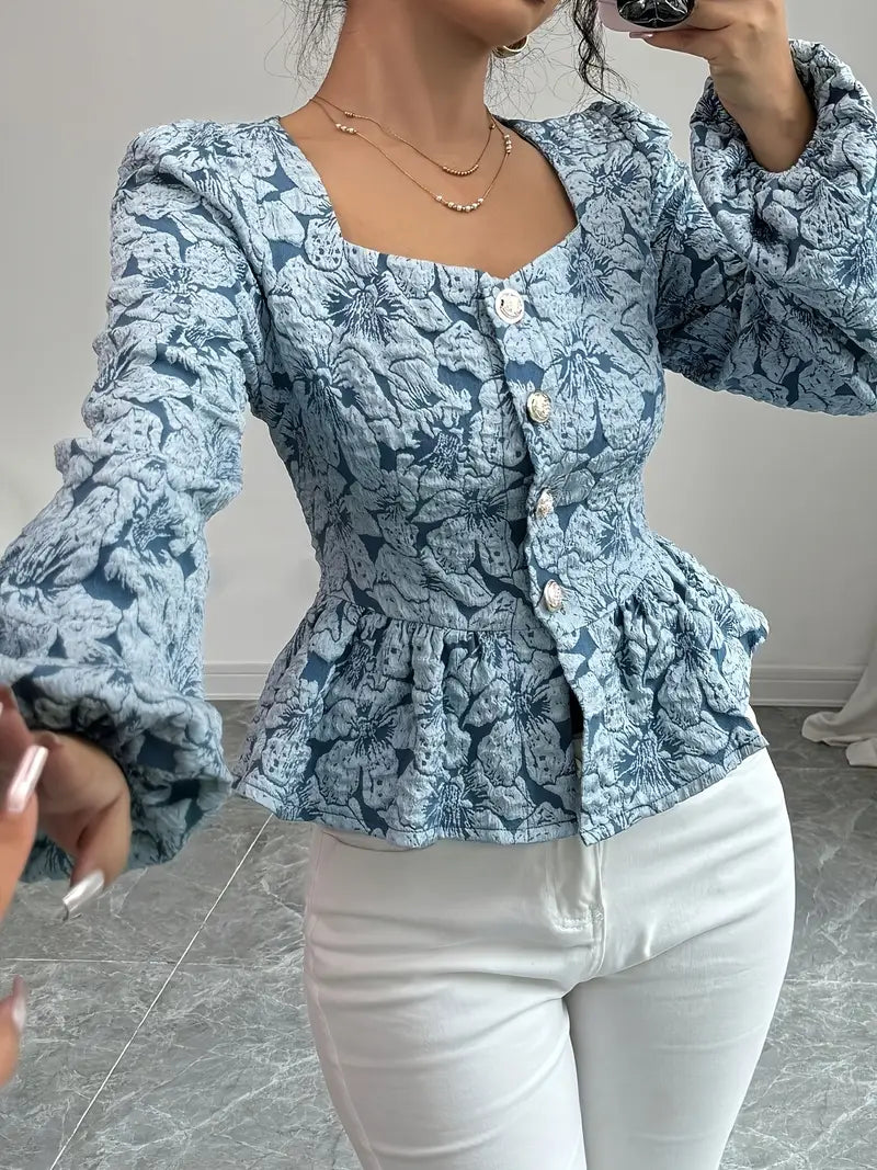 Stella - Elegante Bluse mit floralem Muster und Puffärmeln