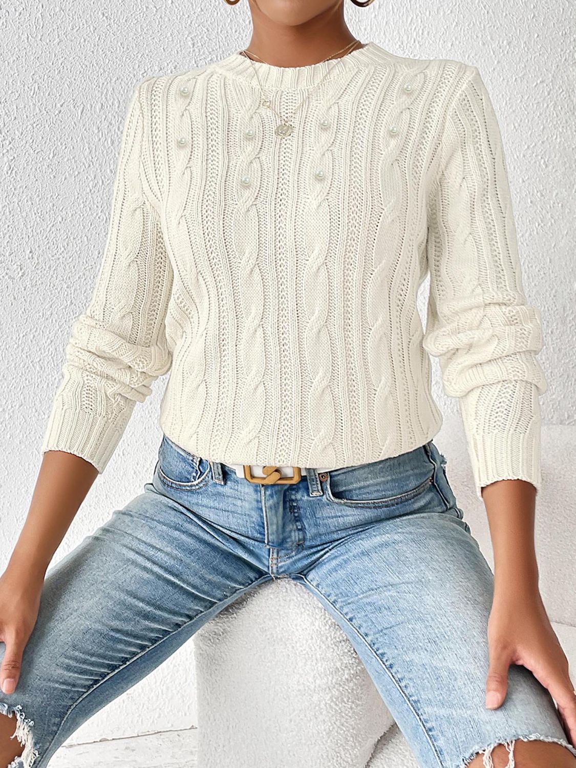 Lena - Lässiger Zopfmuster-Strickpullover Für Frauen