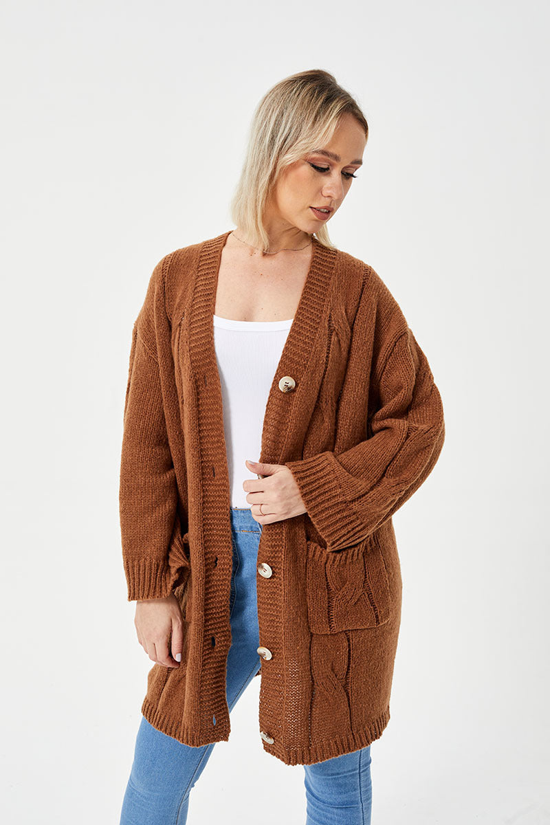 lange lässige Strickjacke