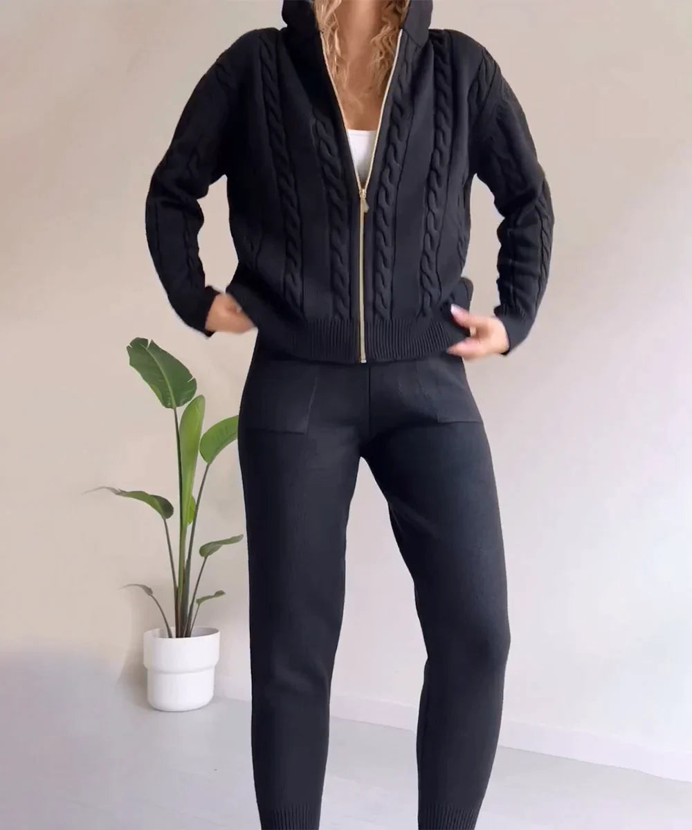 Lozenda - Set Aus Twist-jacquard-pullover Und Strickjacke