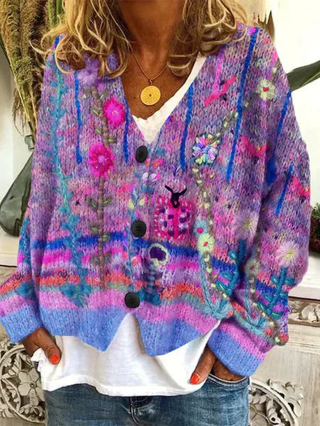 Retro Damen Strickjacke