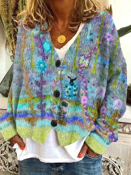 Retro Damen Strickjacke