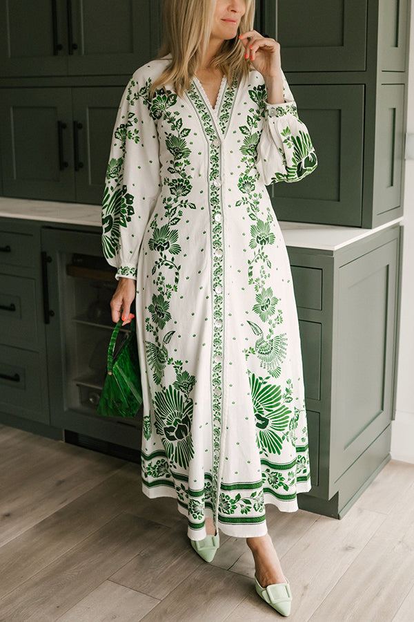 Damen Maxi Kleid Botanische Eleganz Langarm mit Blumenstickerei - Lara-4