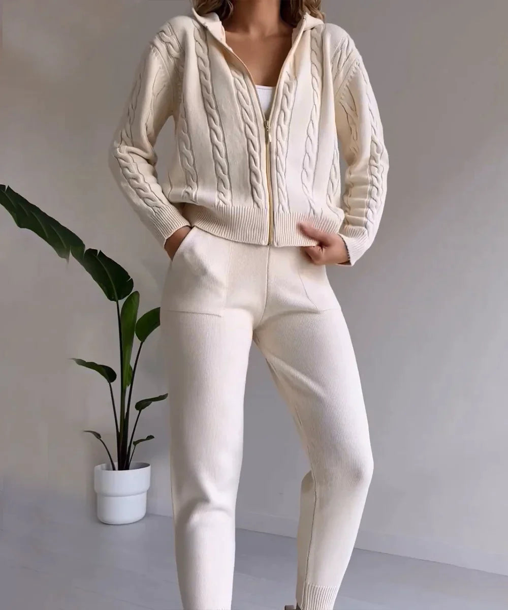Lozenda - Set Aus Twist-jacquard-pullover Und Strickjacke