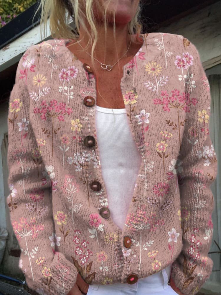 Indira - Strickjacke mit floralem Muster