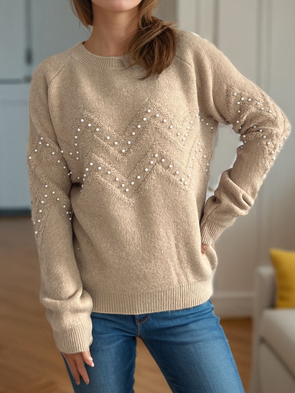 Sofía -  Pullover mit Perlenbesatz warm