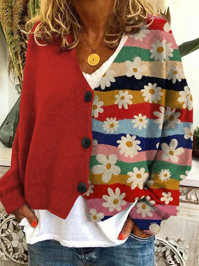 Schöner bedruckter Strickcardigan