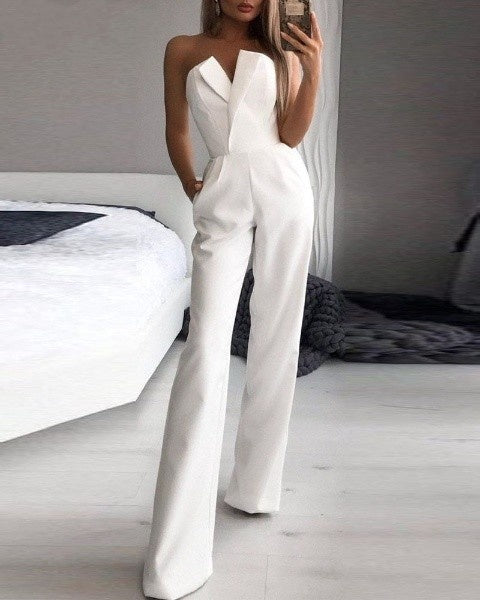 Roter ärmelloser Jumpsuit