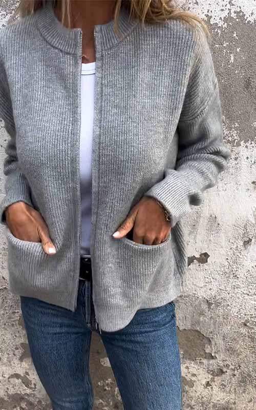 Kuschelige ZIp-Strickjacke