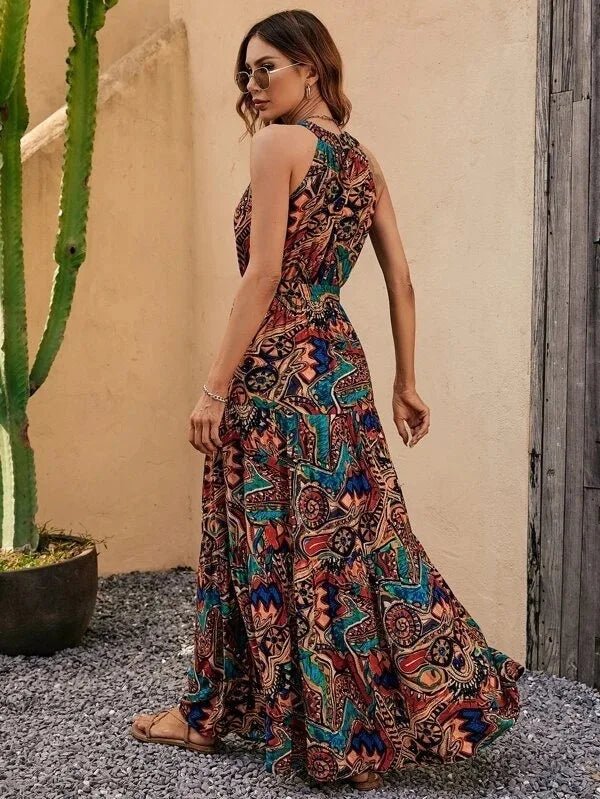 Damen Maxikleid Neckholder Fließender Schnitt Festlich - Philine-6