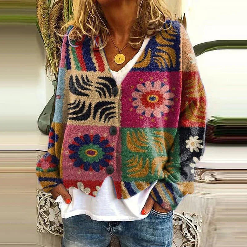 Schöner bedruckter Strickcardigan