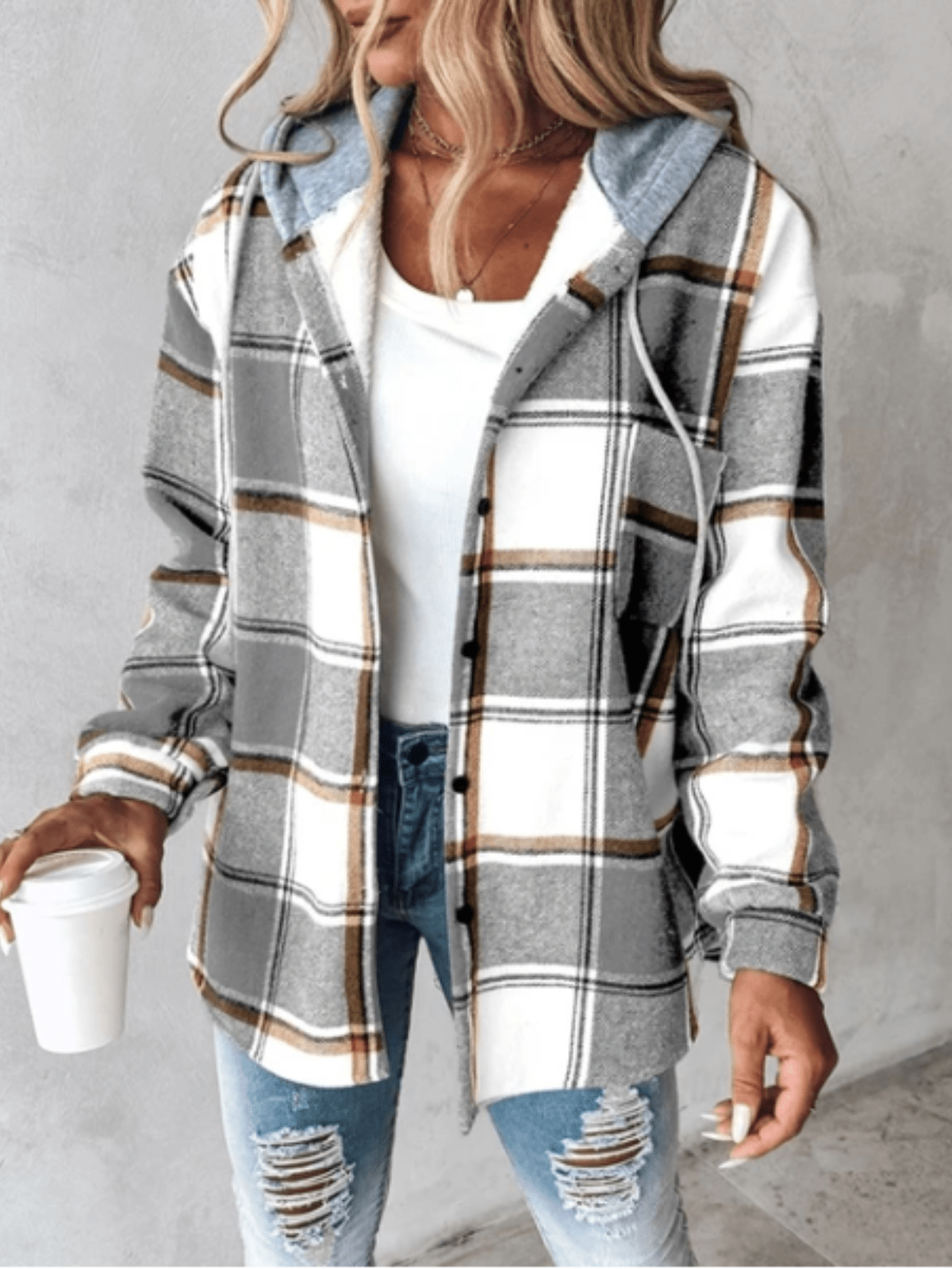 Trendige Damenbluse mit Karomuster