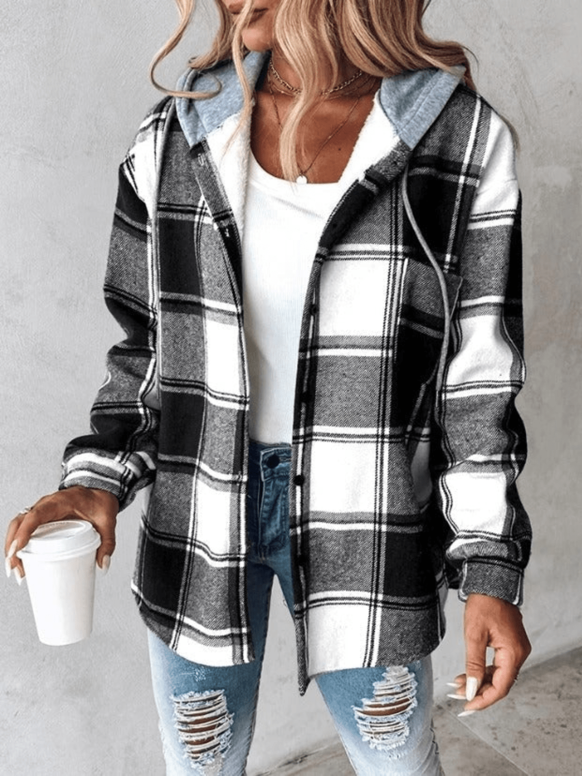 Trendige Damenbluse mit Karomuster