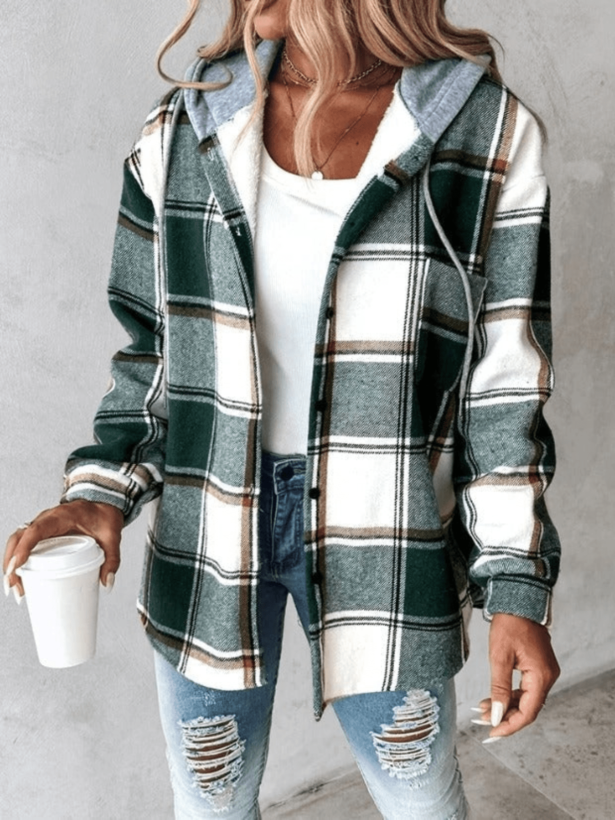 Trendige Damenbluse mit Karomuster