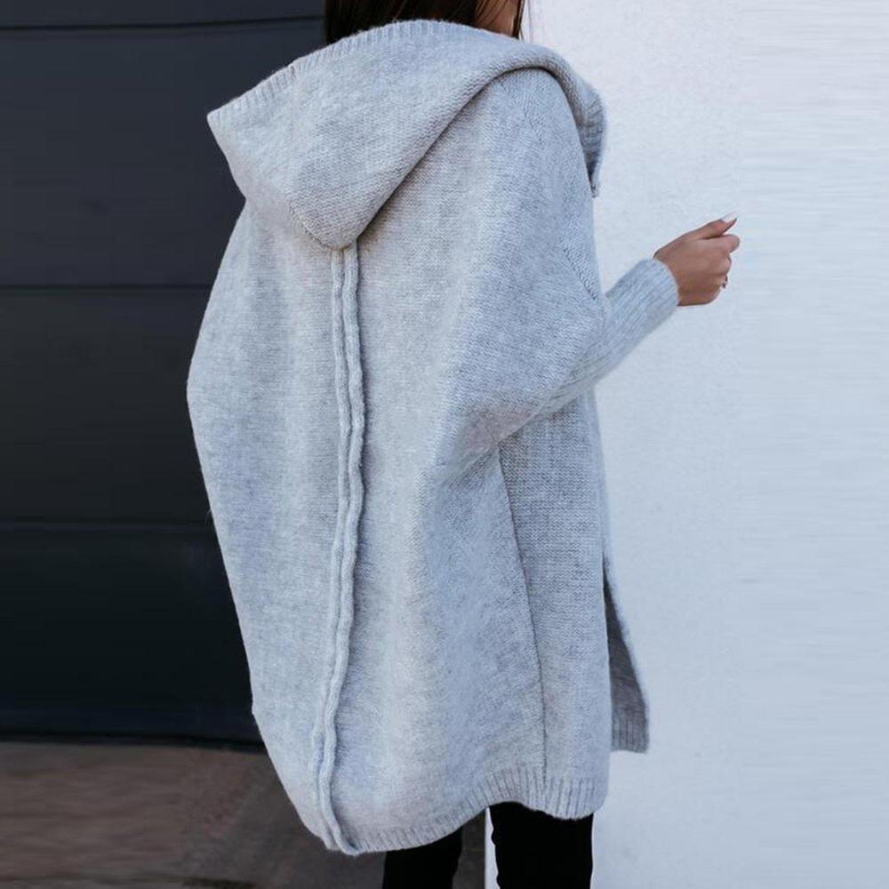 Oversize Boxy-Langarm-Strickjacke mit Kapuze - Lozenda