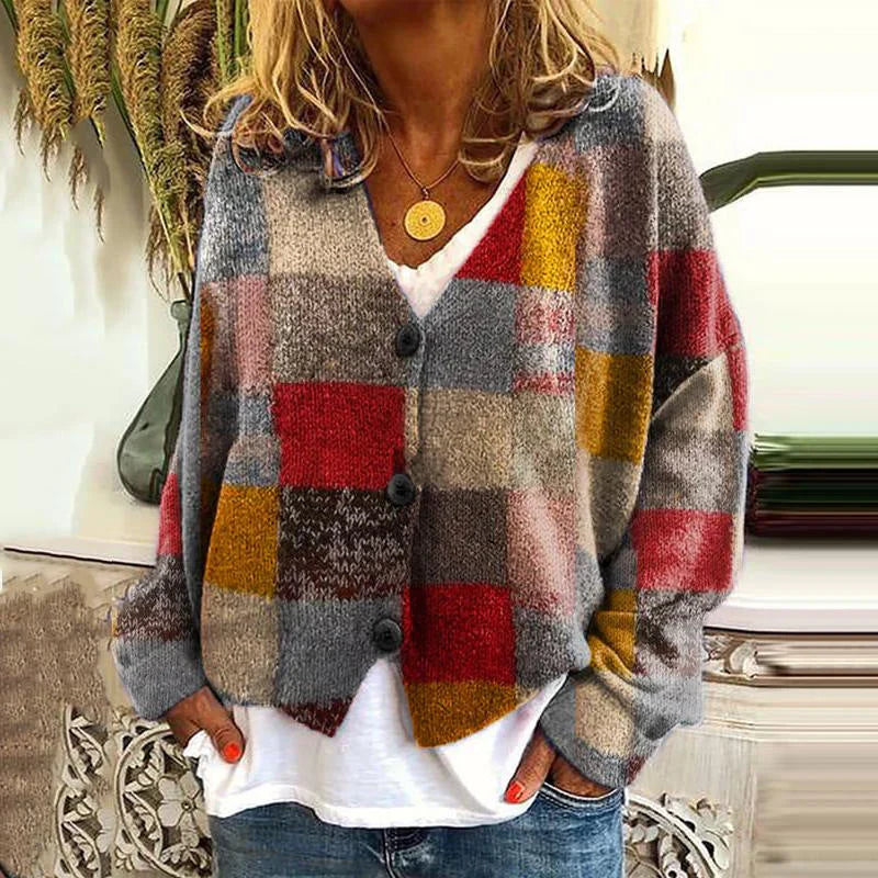 Schöner bedruckter Strickcardigan