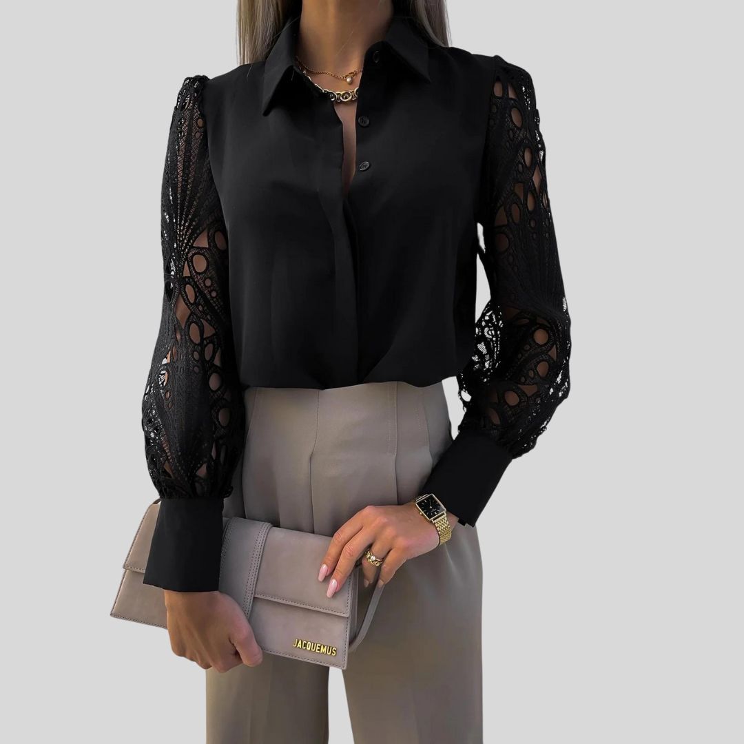 Lozenda - Elegante Bluse mit Spitzendetail am Ärmel