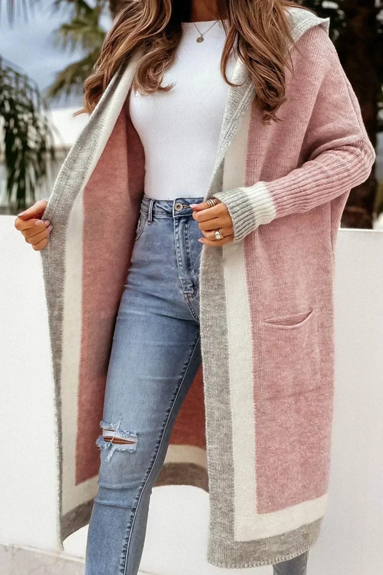 Lozenda - Lange Jacke mit Kapuze