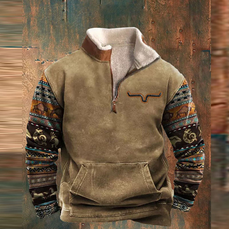 Lozenda - Stylischer Vintage Pullover mit Reißverschluss für Männer