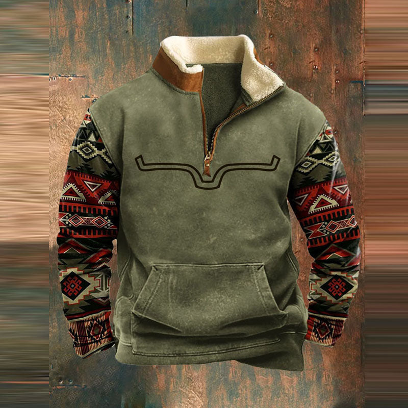 Lozenda - Stylischer Vintage Pullover mit Reißverschluss für Männer