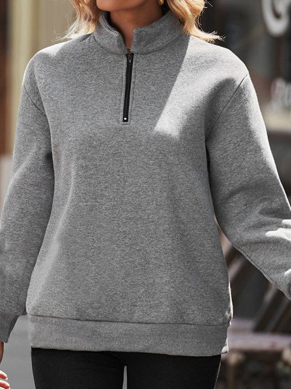 Lozenda - Halb Reißverschluss Festpullover Hoodie