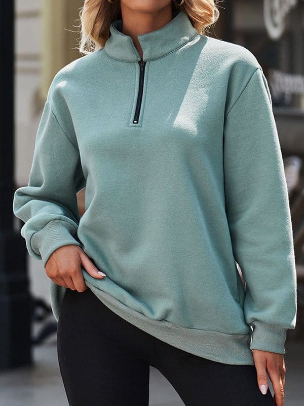 Lozenda - Halb Reißverschluss Festpullover Hoodie